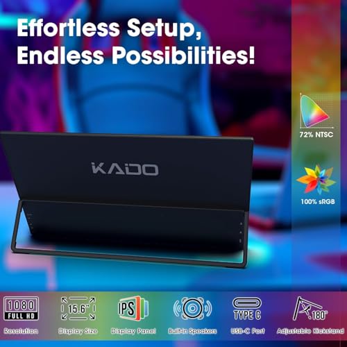 Kado Portable Monitor 15.6" 1080p, 100% sRGB USB-C HDMI Gami — image 3