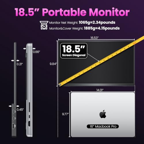 Upperizon Large Portable Monitor 18.5 inch FHD 1920x1080p 100Hz 1 — image 4