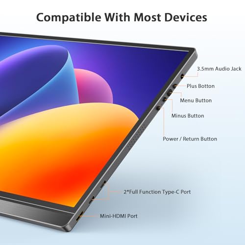 QQH Portable Travel Monitor Full HD 1080P USB C HDMI Alloy  — image 4