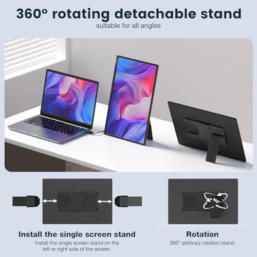 FLYTOCCA Portable Monitor, 16 Inch FHD 1200P, 360° Rotating Deta — image 5