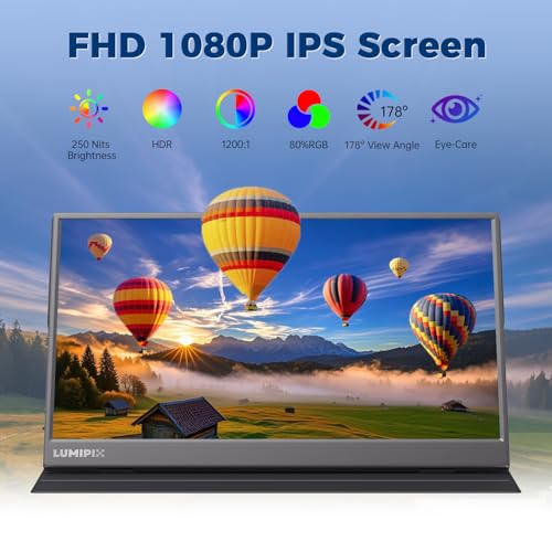 Brand: LUMIPIX 15.6 Inch Portable Monitor, IPS FHD 1080P Gaming Monitor wit — image 3