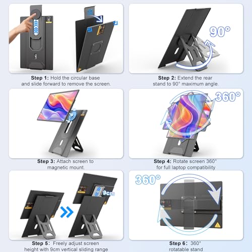 domyfan 16.1" Laptop Screen Extender, 360° Rotating Detachable  — image 4