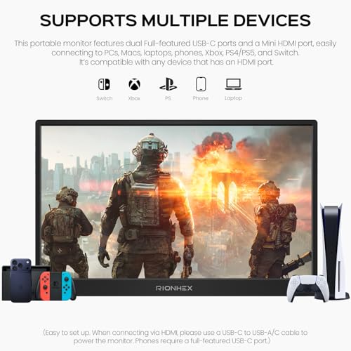 Rionhex Portable Monitor, 15.6" FHD 1080P IPS Display, Portable — image 6