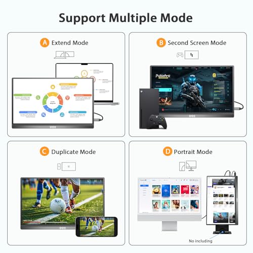QQH Portable Travel Monitor Full HD 1080P USB C HDMI Alloy  — image 5