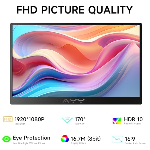 AYY Portable Monitor for Laptop 15 Inch, FHD 1080P USB-C HD — image 3