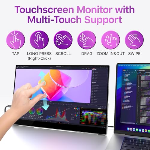 cocopar Portable Touch Monitor 15.6 Inch 1080P FHD 90% sRGB Tra — image 3