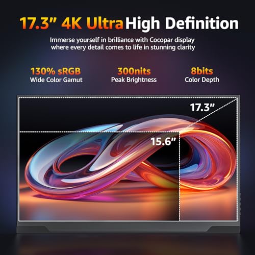 Brand: cocopar cocopar Portable Monitor 4K - 17.3 Inch UHD FreeSync HDR IPS — image 4