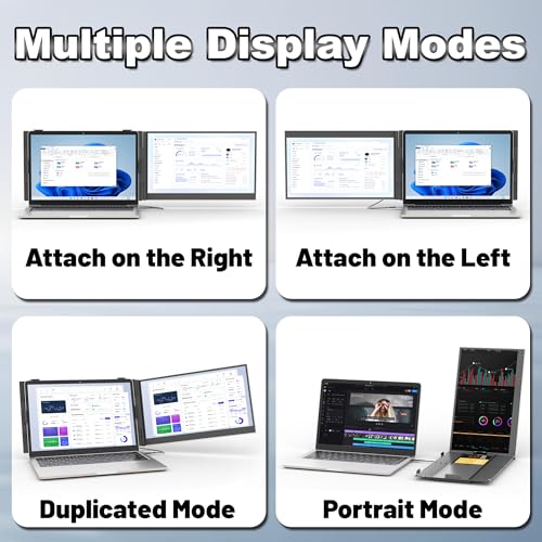 domyfan Portable Monitor, Ultra-Light 600g, 14" Dual Screen Ful — image 5