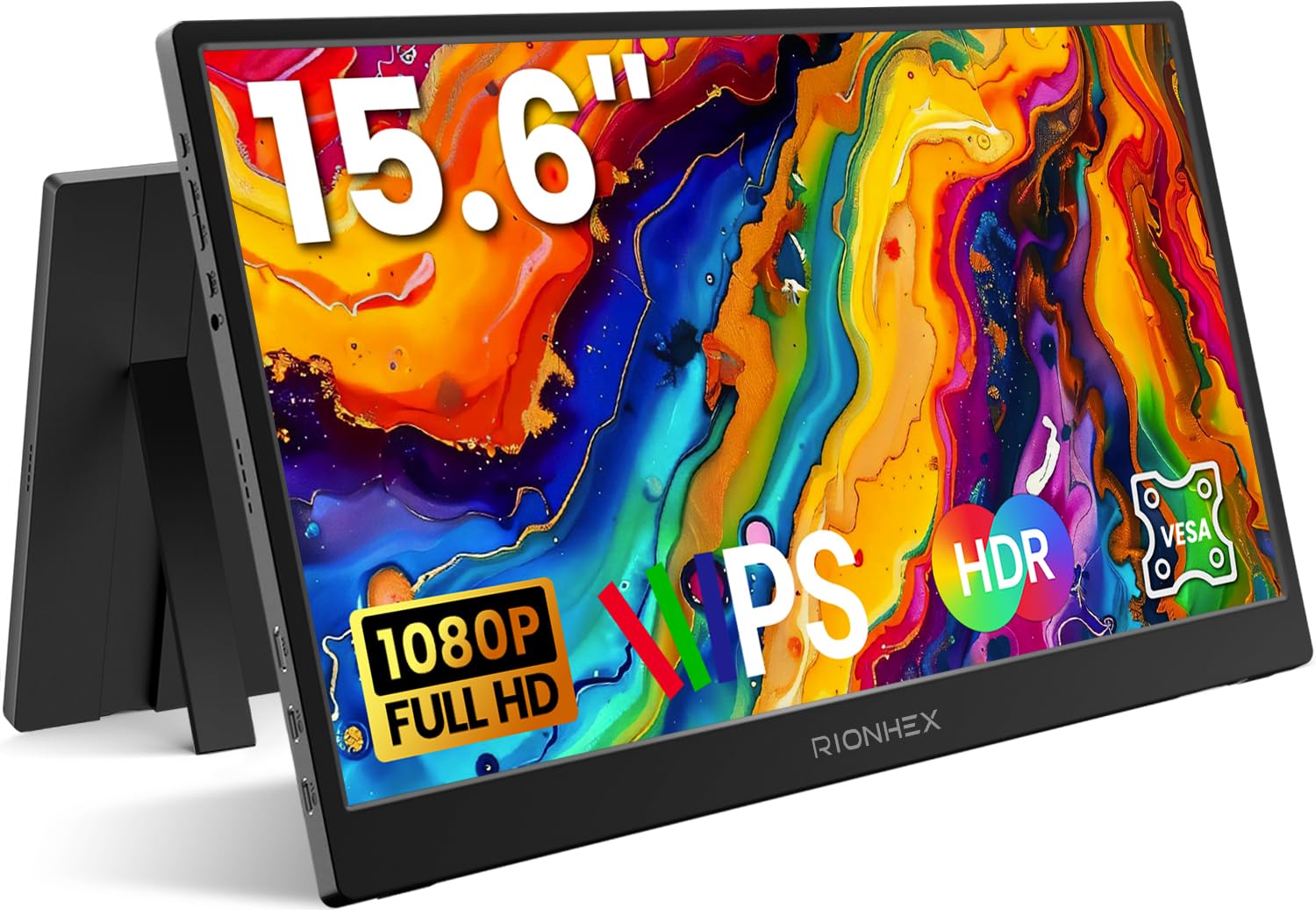 Rionhex Portable Monitor, 15.6" FHD 1080P IPS Display, Portable