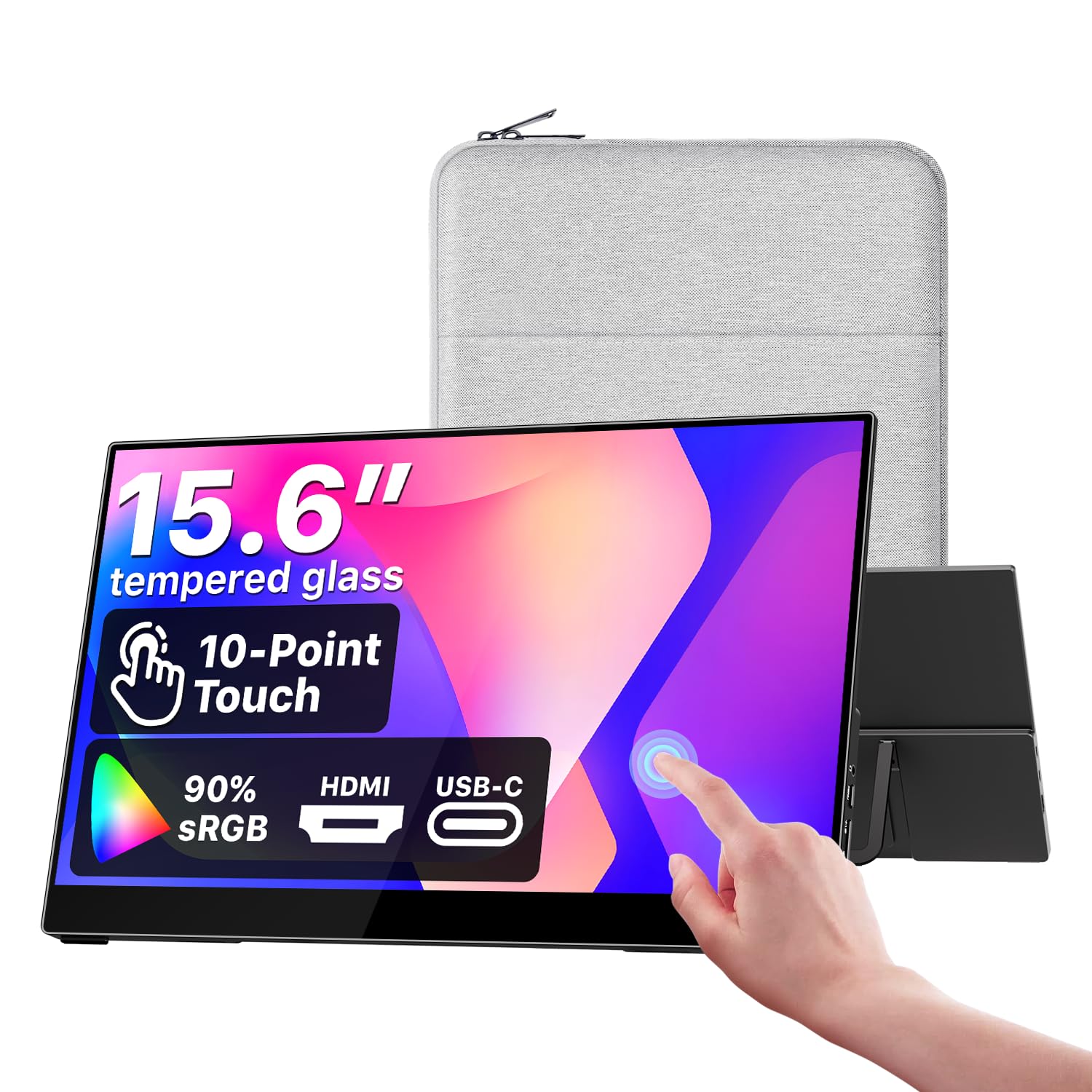 cocopar Portable Touch Monitor 15.6 Inch 1080P FHD 90% sRGB Tra