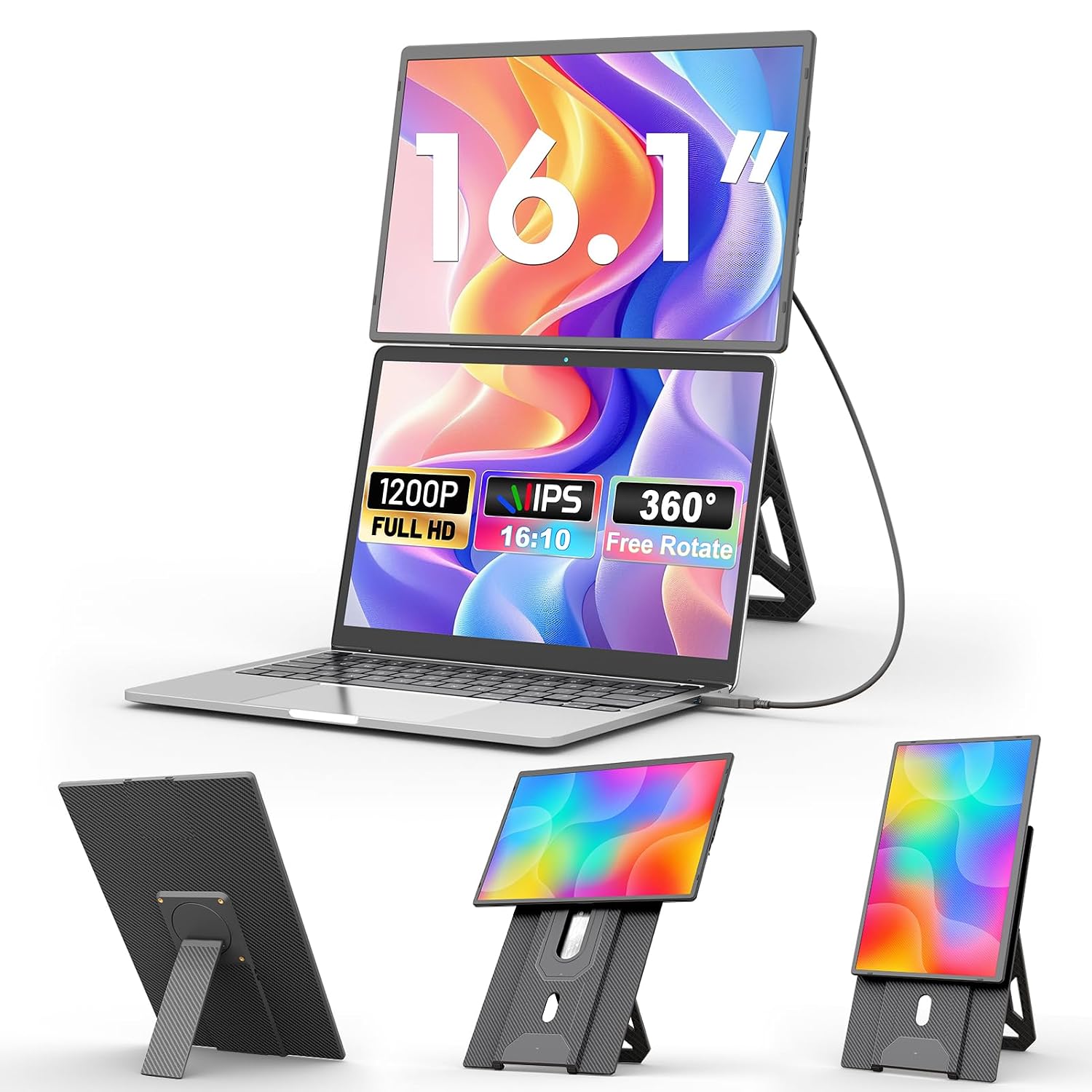 domyfan 16.1" Laptop Screen Extender, 360° Rotating Detachable 