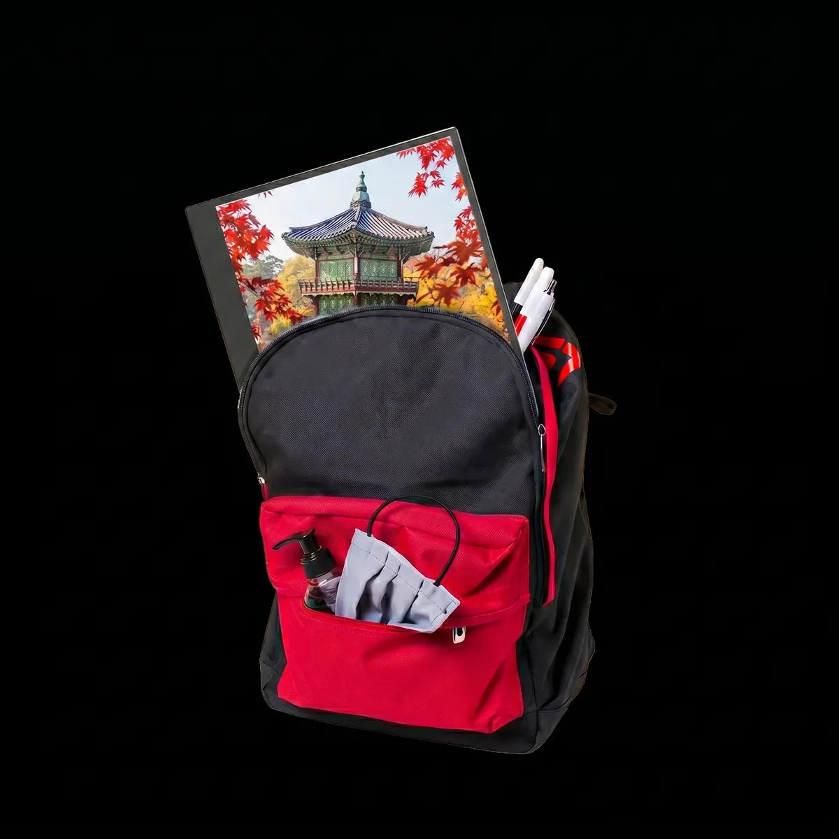 Portable monitor slipped into a backpack